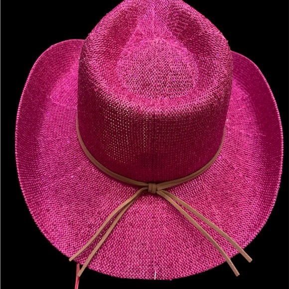 C.C. Western sequin pink hat suede band 
UPF 50+ ribbons inside to adjust size - Picture 2 of 4